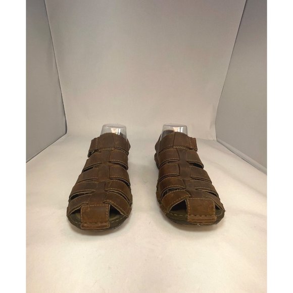 Timberland Mens Sandals Brown Leather Peep Toe Hook & Loop size  8 - Picture 2 of 8